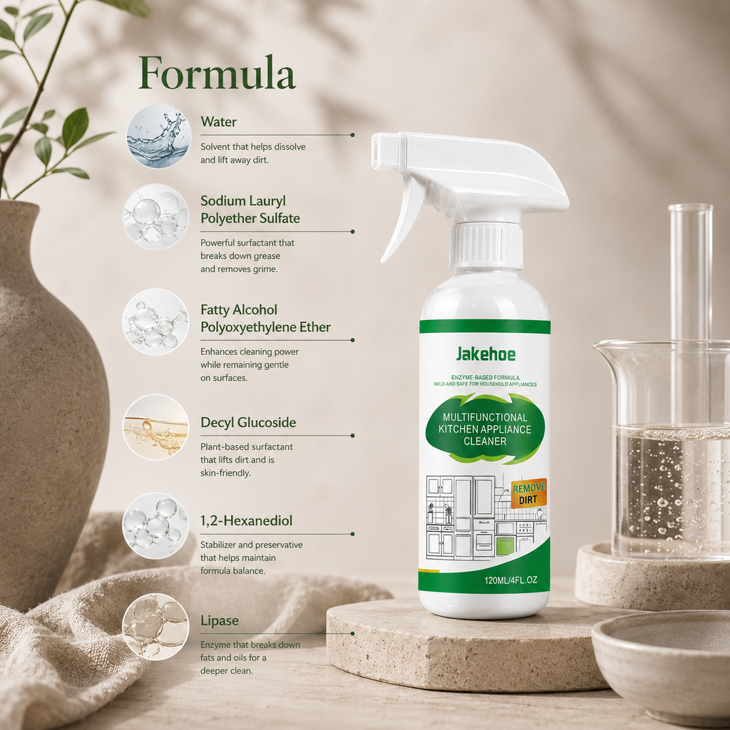 Enzyme cleaning formula designed to break down kitchen grease